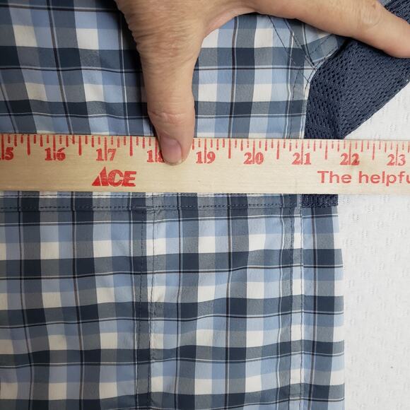 REI Mens Sahara Vented SS Blue Button Up Shirt Fishing Hiking Golf Performance L - Picture 8 of 11